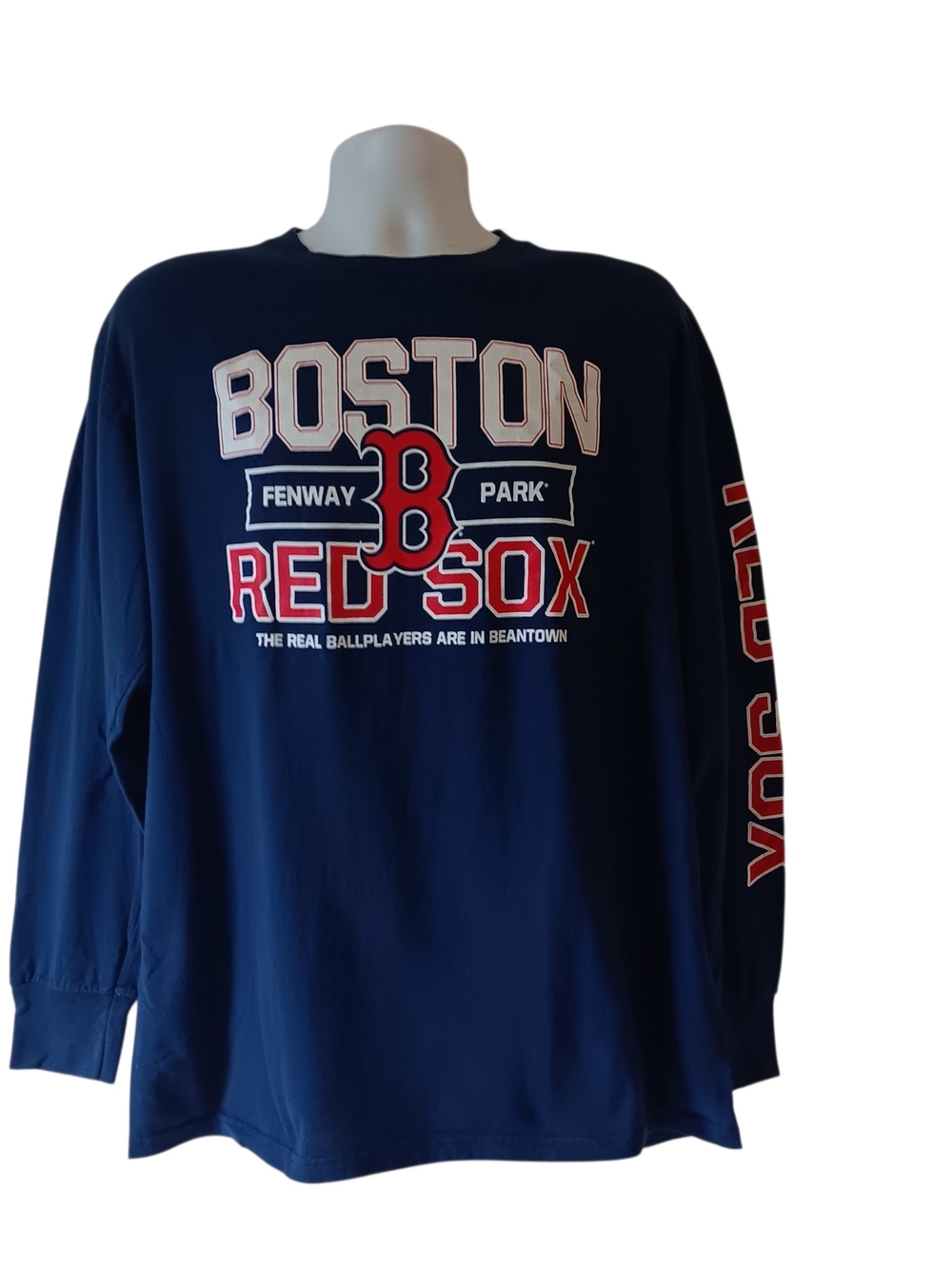 MLB Boston Red Sox Navy & Red Long-Sleeve Shirt
